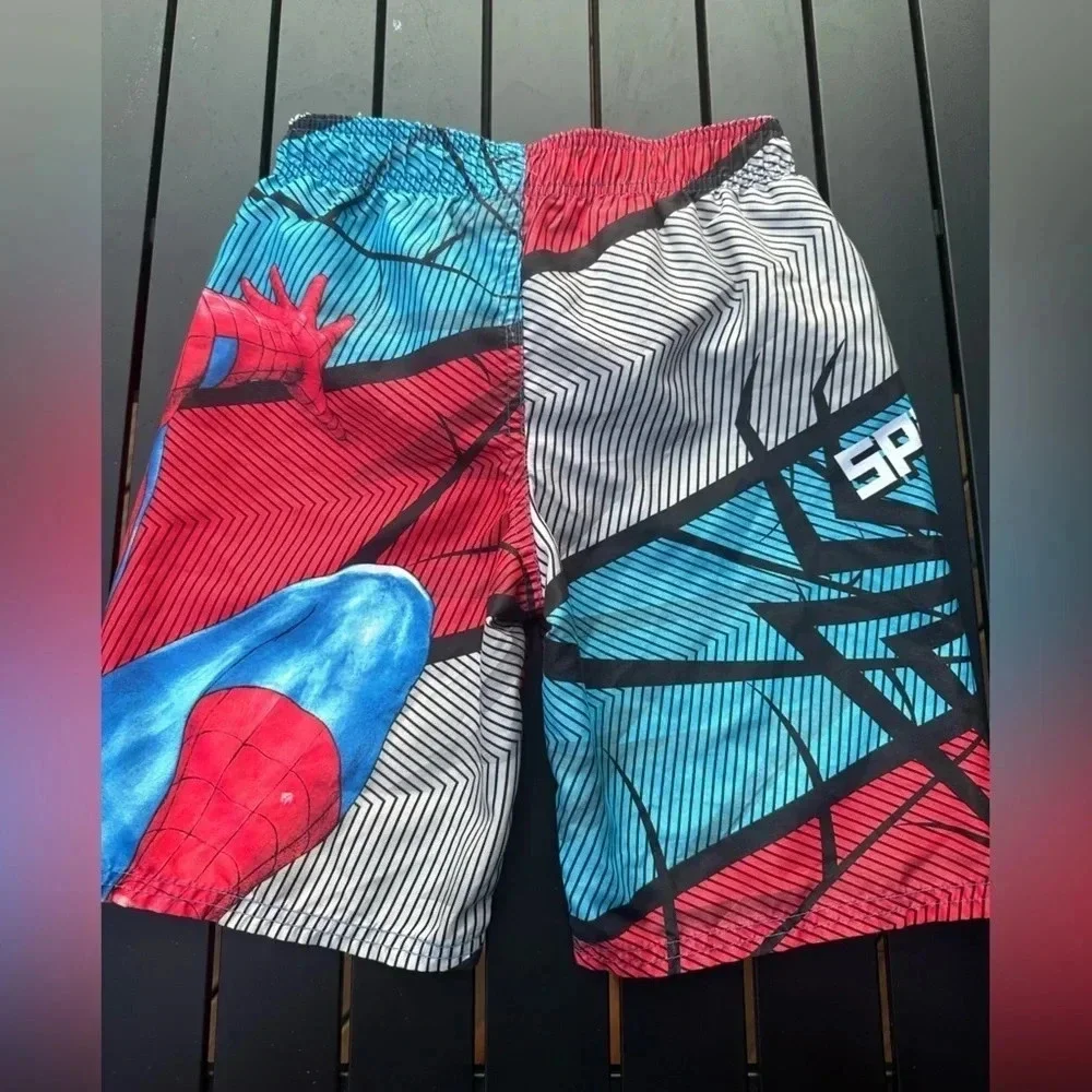 Marvel Spider-Man Red Blue Graphic Swim Trunks Superhero Beach Boys Medium